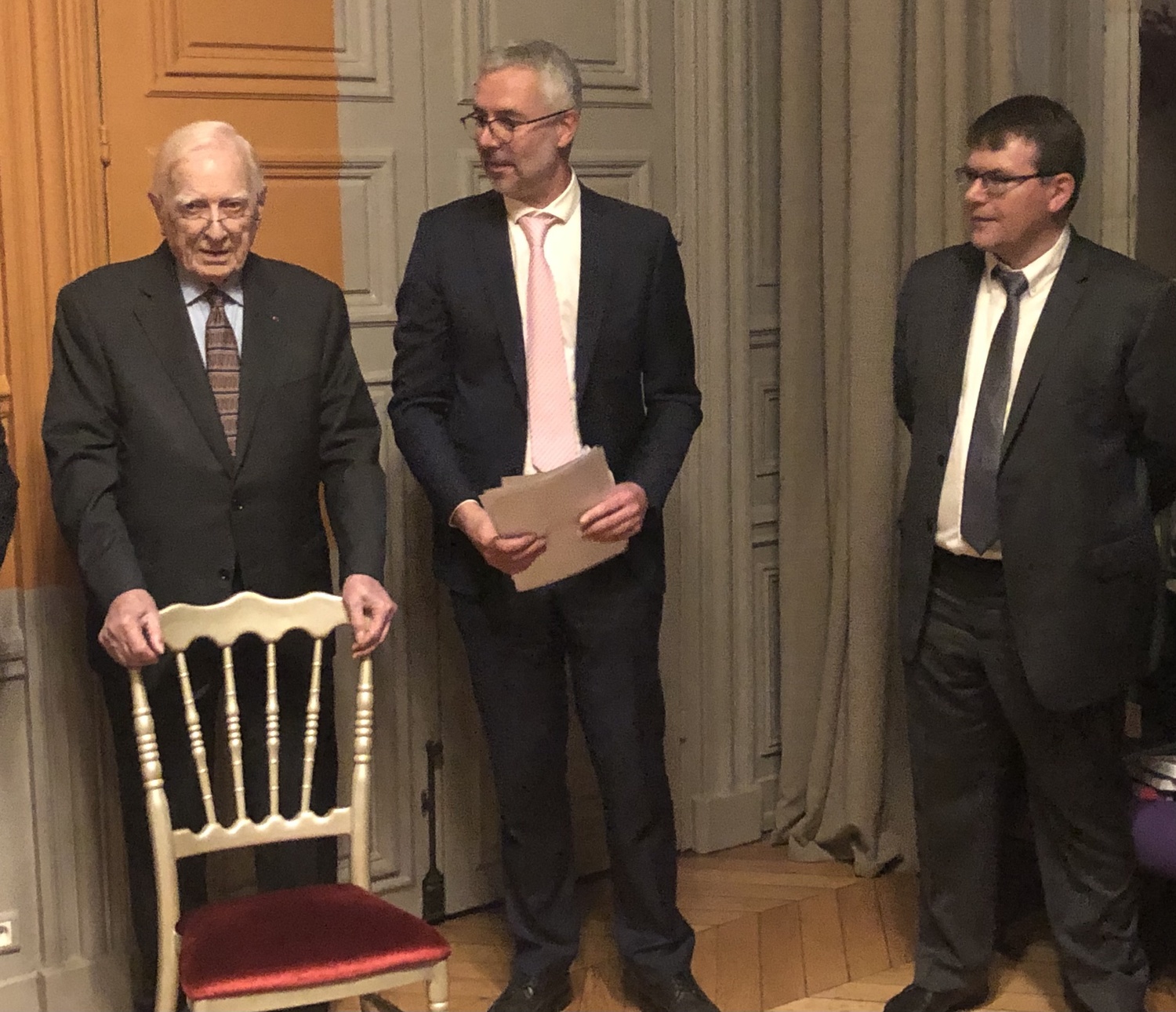 Marcel Boiteux,  Christophe Bonnery et Olivier Massol lors de la cérémonie 2019